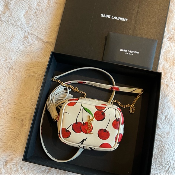 Saint Laurent baby lou cherry print leather micro crossbody bag - Picture 3 of 13